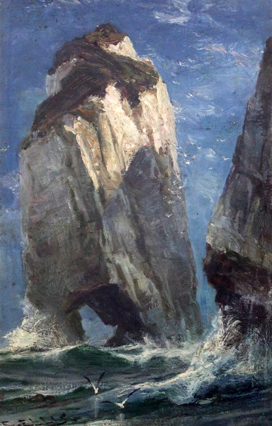 Edwin Ellis (1841-1895) Chalk Stack near Flamborough Head 18 x 12in.